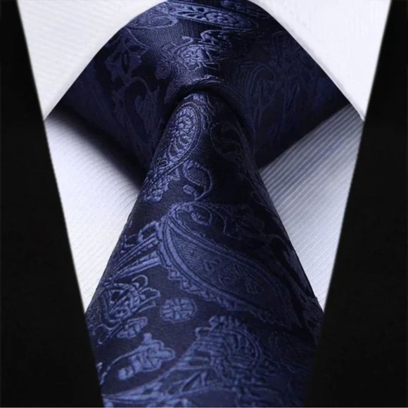 New 3PC Men's Paisley Floral Suit Vest Navy - Picture 5 of 8